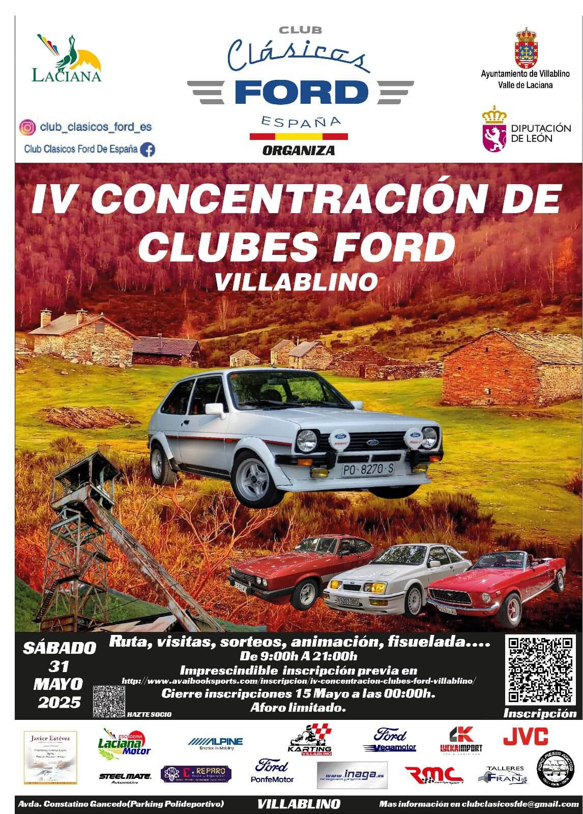Concentración coches clásicos Ford en Villablino