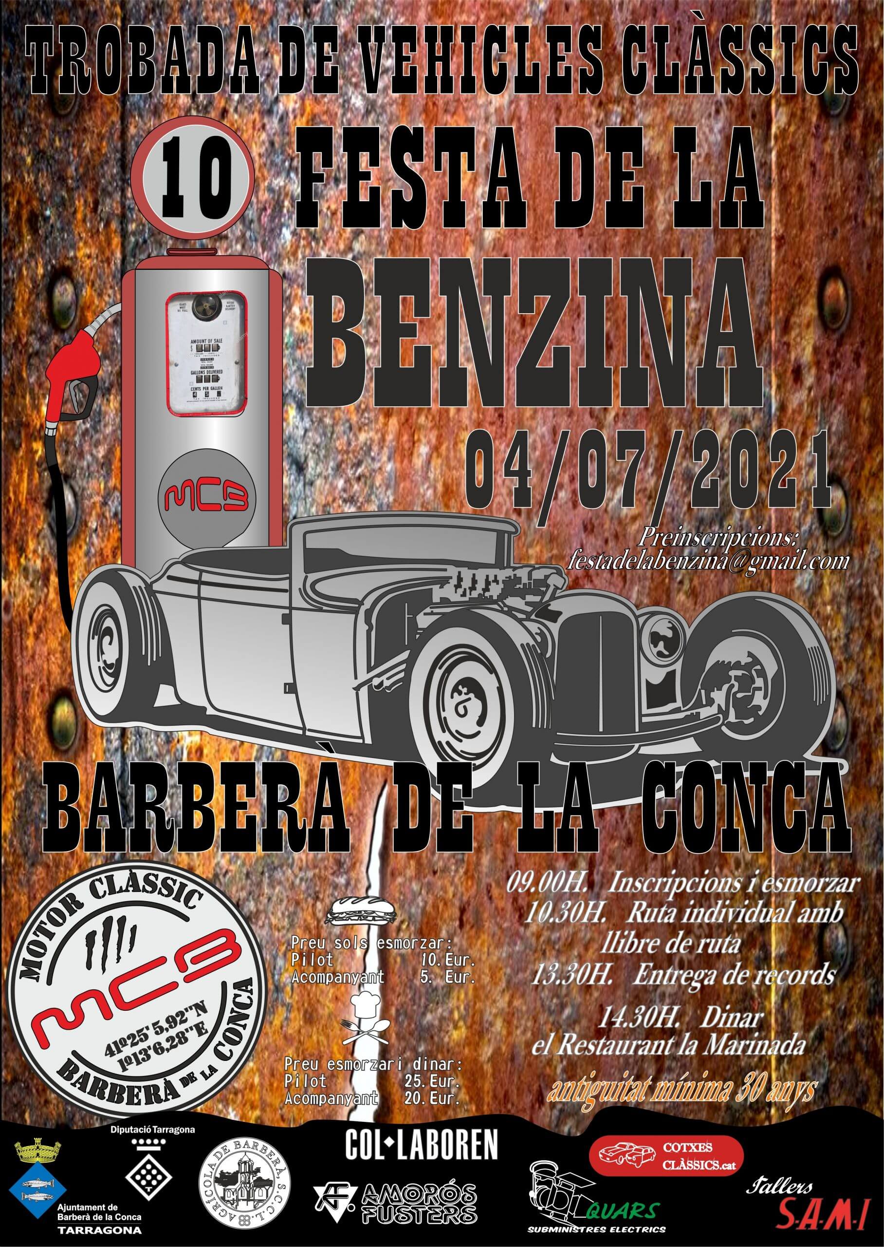 Concentración Vehículos Clásicos Festa de la Benzina en Barbera de la Conca, Tarragona.
